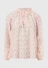 Pink Print Tie Neck Blouse - Size 8 Image 1