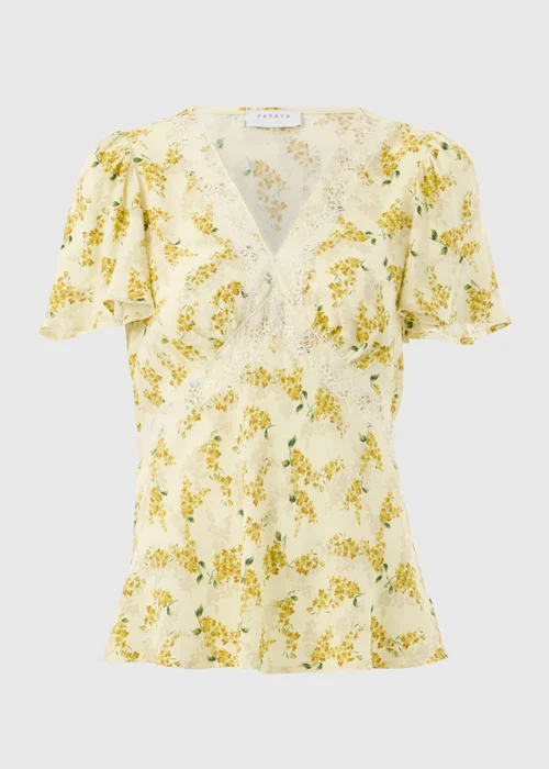 Yellow Floral Lace Co Ord Tea Top - 12 Image 4