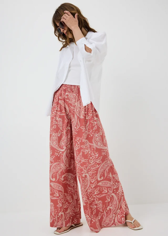 Pink Paisley Wide Leg Co Ord Trousers