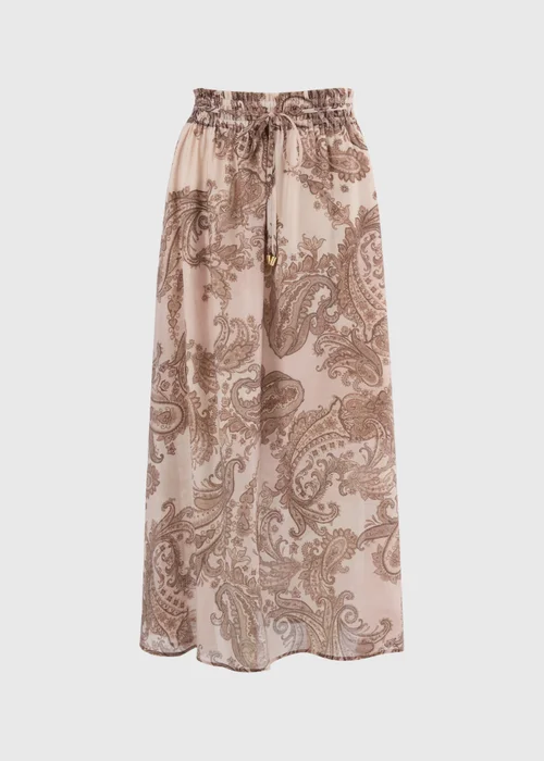 Nude Pink Paisley Shirred Maxi Co Ord Skirt - 8 Image 4