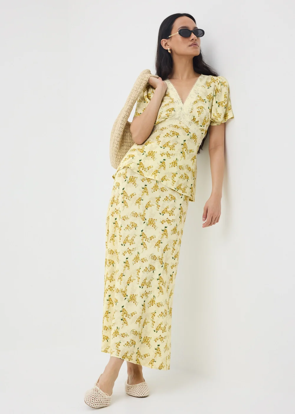 Yellow Floral Midaxi Co Ord Skirt - 12 Image 1