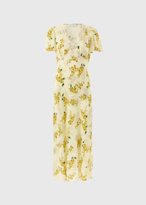 Yellow Floral Lace Midi Tea Dress - 26 Image 4