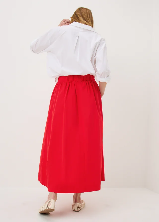 Red Poplin Maxi Skirt
