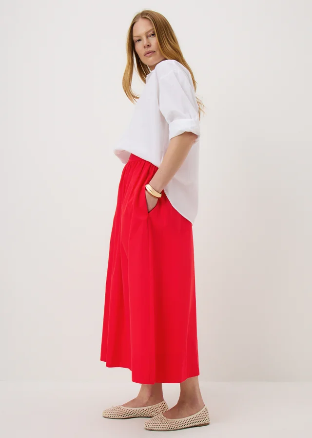 Red Poplin Maxi Skirt