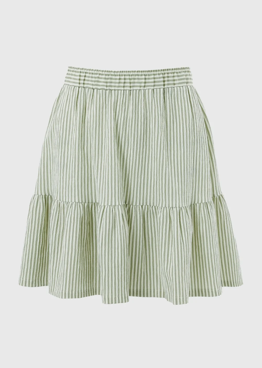 Green Stripe Woven Textured Mini Skirt - 20 Image 4