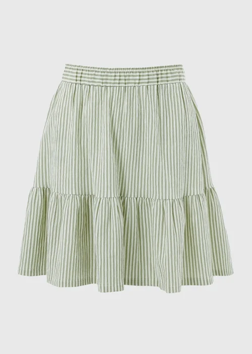 Green Stripe Woven Textured Mini Skirt - 20 Image 4