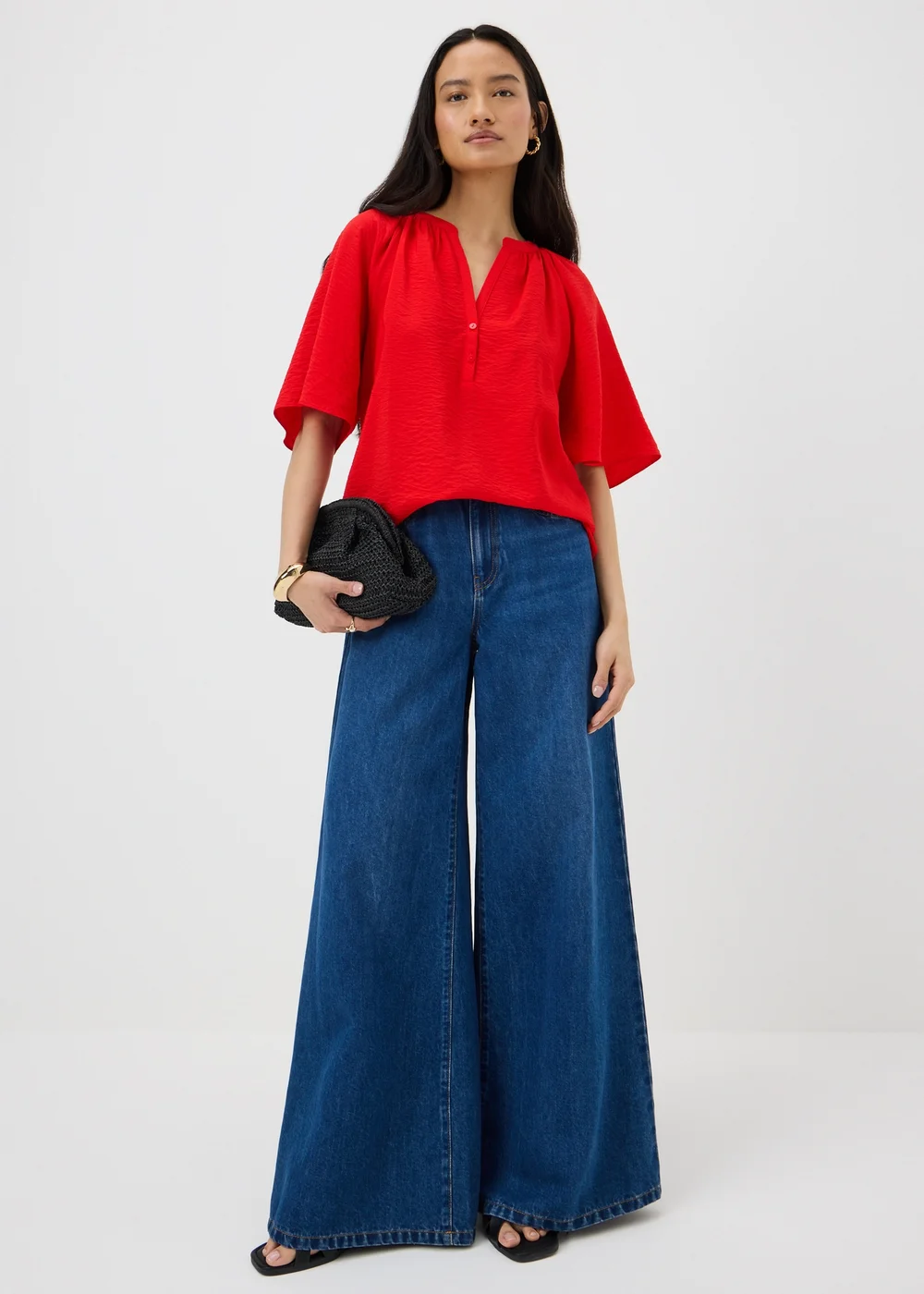 Red Angel Sleeve Popover Blouse - 18 Image 1