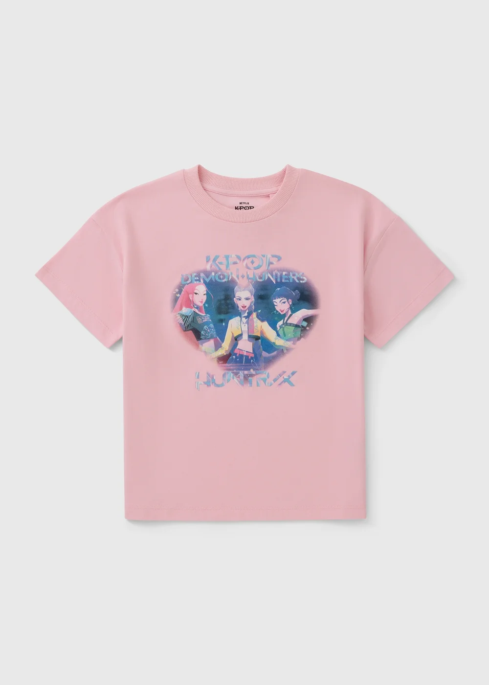 K-Pop Demon Hunters Girls Pink Heart Huntrix T-Shirt (6-13yrs) - Age 7 - 8 Years Image 1