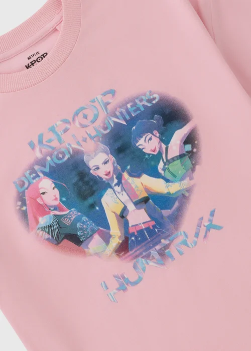 K-Pop Demon Hunters Girls Pink Heart Huntrix T-Shirt (6-13yrs) - Age 7 - 8 Years Image 2