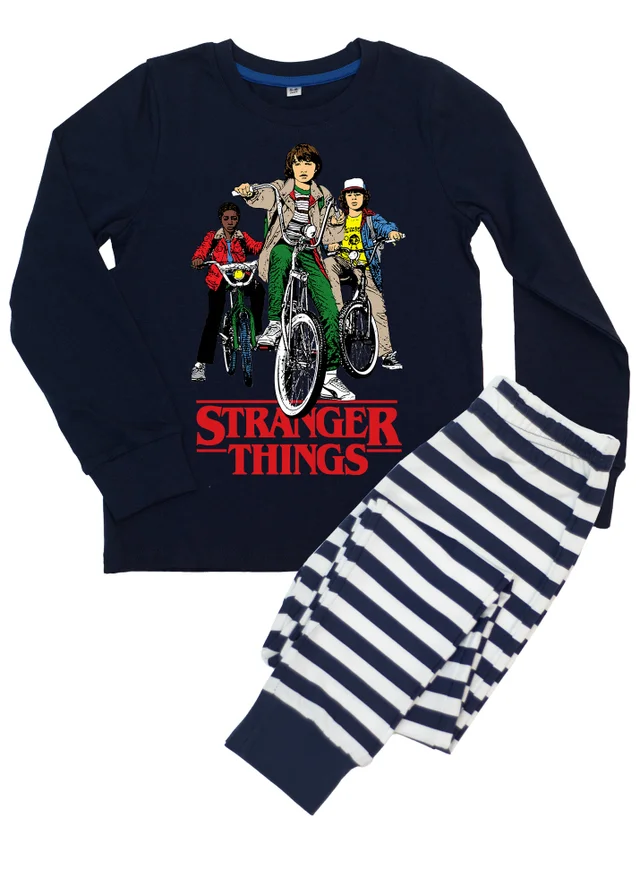 Ada & Ted Stranger Things Bicycles Boys Navy Graphic Pyjamas (6-8 Years)