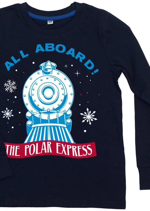 Ada & Ted The Polar Express All Alboard Boys Navy Graphic Pyjamas (3-8 Years) - Age 5-6 Years Image 2