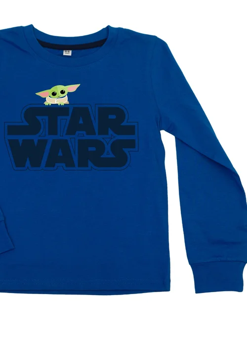 Ada & Ted Star Wars Mandalorian Logo Boys Blue Graphic Pyjamas (3-8 Years) - Age 6-7 Years Image 2