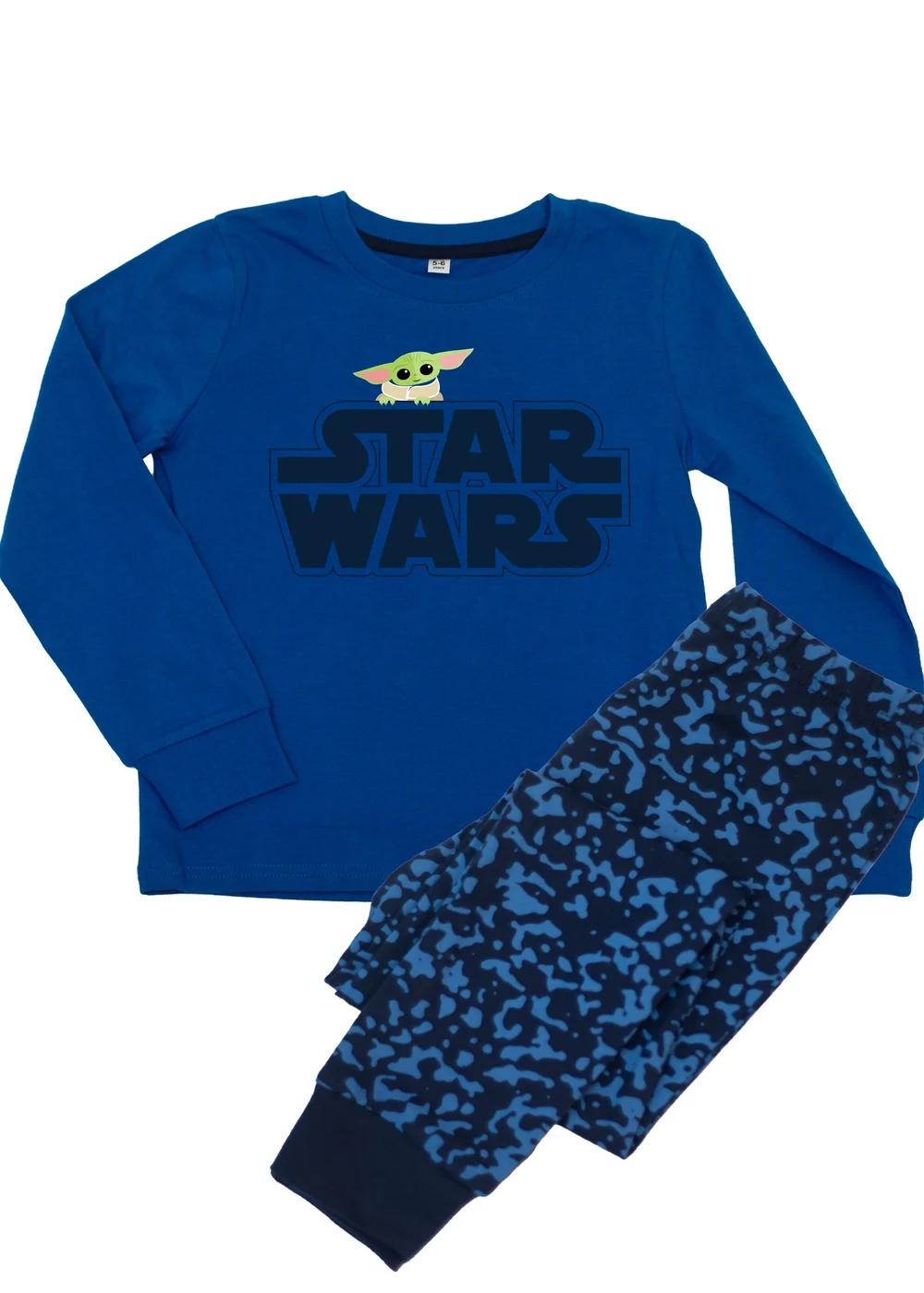 Ada & Ted Star Wars Mandalorian Logo Boys Blue Graphic Pyjamas (3-8 Years) - Age 6-7 Years Image 1