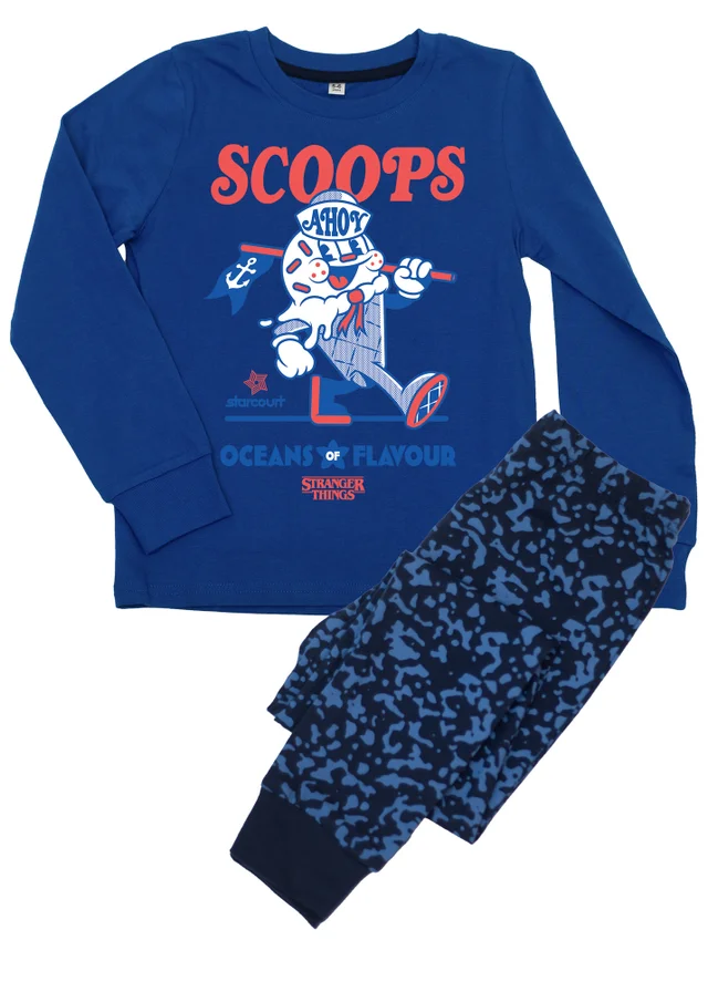 Ada & Ted Stranger Things Scoops Boys Blue Graphic Pyjamas (6-8 Years)