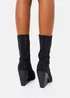 Public Desire Wild One Black Diamante Western Cowboy Pointed Toe Block Heel Ankle Boots - Size 3 Image 4