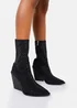 Public Desire Wild One Black Diamante Western Cowboy Pointed Toe Block Heel Ankle Boots - Size 3 Image 1