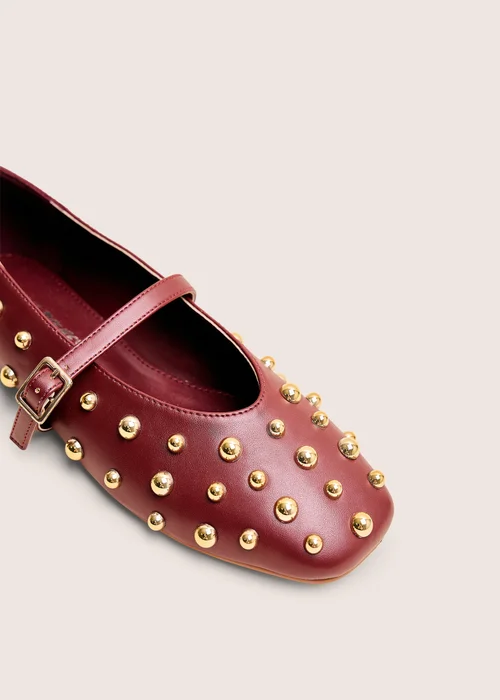 Public Desire Elsie Burgundy Studded Ballerina Flats - Size 7 Image 4