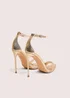 Public Desire Kelisa Gold Cracked Pu Pointed Toe Barely There Stiletto High Heels - Size 8 Image 3