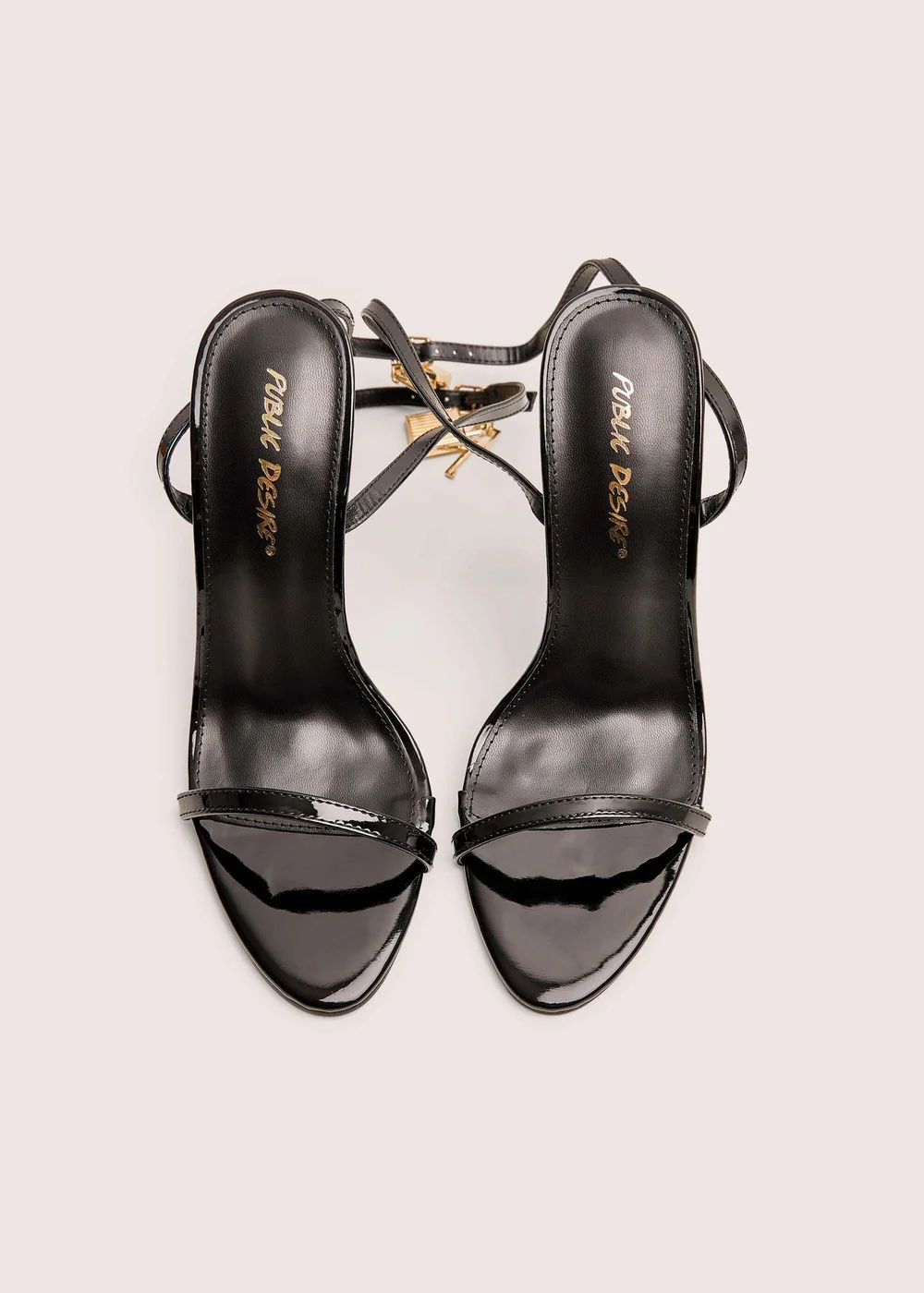 Public Desire Ti Amo Black Padlock Detail Barely Heels - Size 3 Image 2