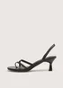 Public Desire Helios Black Pu Asymmetric Toe Strap Sling Back Mid Heels - Size 5 Image 1