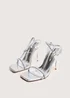 Public Desire Last Night Silver Snake Pu Diamante Strap Stiletto High Heels - Size 4 Image 1
