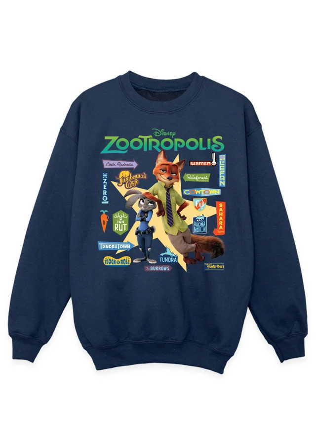 Ada & Ted Disney Zootropolis Signs Kids Navy Graphic Sweatshirt (3-13 Years)