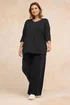 Evans Curve Black V-Neck Cotton Top - Size 18 Image 2