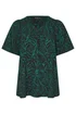 Evans Curve Green Abstract Print Pleat Front Crinkle Top - Size 18 Image 5