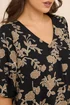 Evans Curve Black Floral Print Pleat Front Top - Size 16 Image 4
