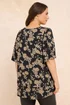 Evans Curve Black Floral Print Pleat Front Top - Size 16 Image 3