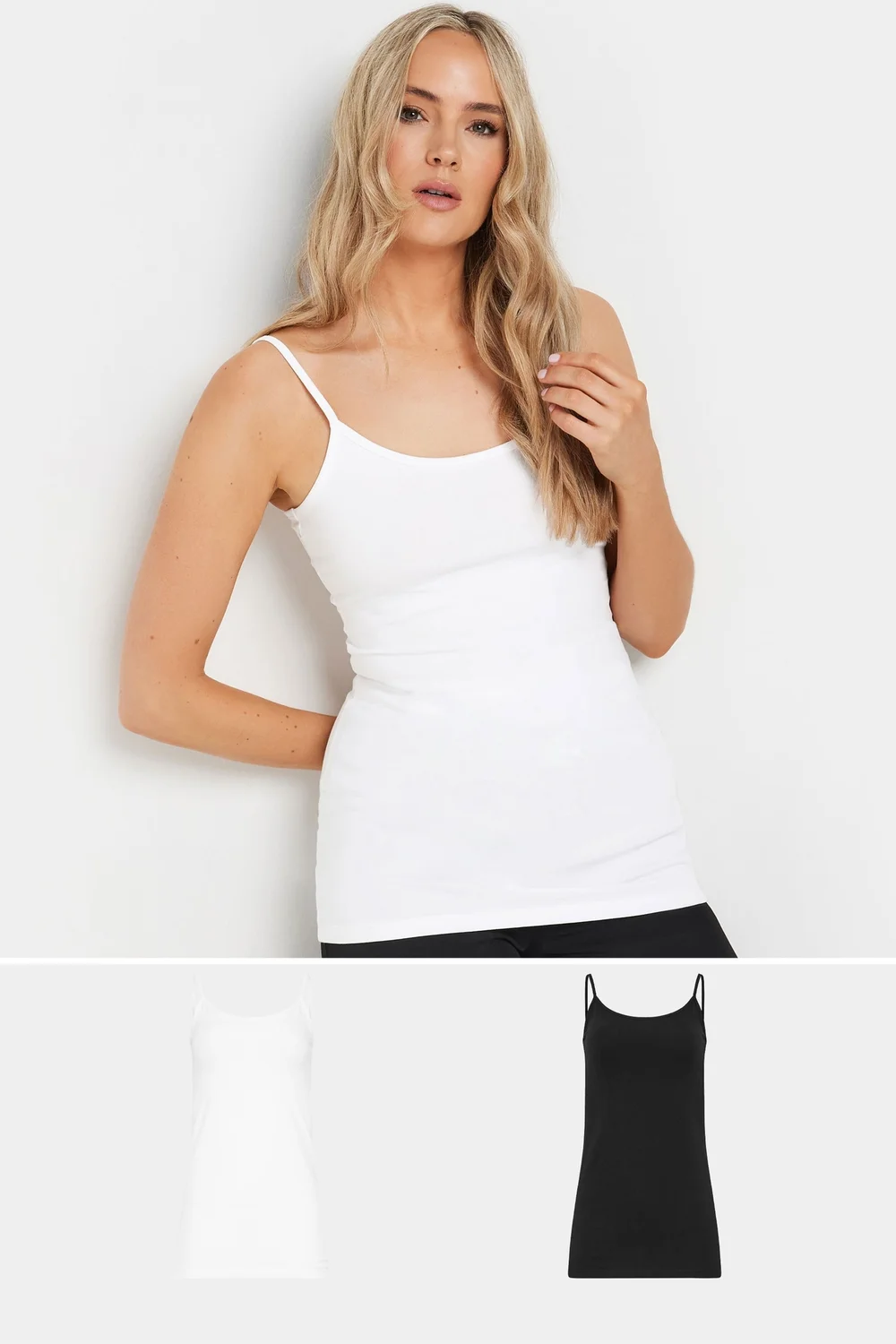 Long Tall Sally 2 Pack Black & White Cami Vest Tops - Size 14 Image 1