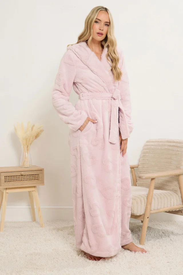 Long Tall Sally Light Pink Heart Embossed Dressing Gown