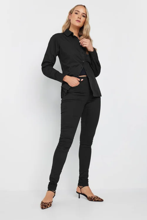 Long Tall Sally Black Fitted Cotton Shirt - Size 18 Image 2
