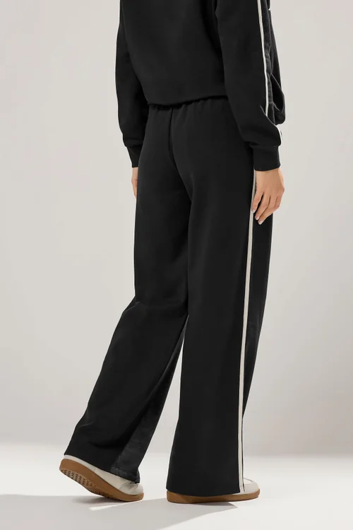 Long Tall Sally Black Pipe Detail Wide Leg Joggers - Size 18, Leg 36 Image 4