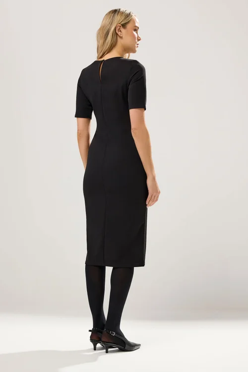Long Tall Sally Black Scuba Button Formal Midi Dress - 18 Image 3