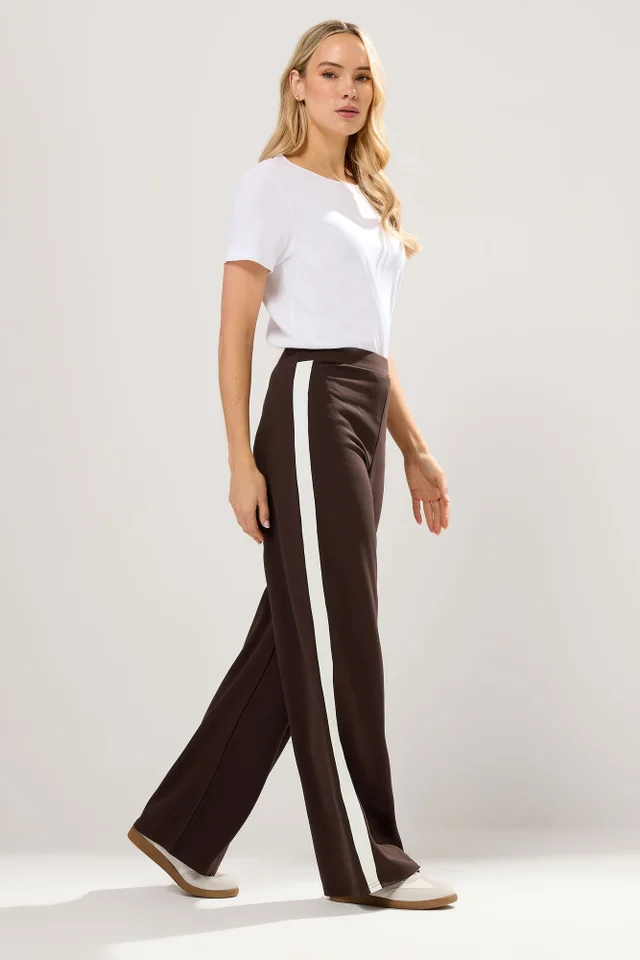 Long Tall Sally Brown Stripe Wide Leg Trousers