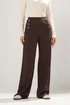 Long Tall Sally Chocolate Brown Military Wide Leg Trousers - Size 10, Leg 34 Image 2