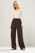 Long Tall Sally Chocolate Brown Military Wide Leg Trousers - Size 10, Leg 34 Image 1