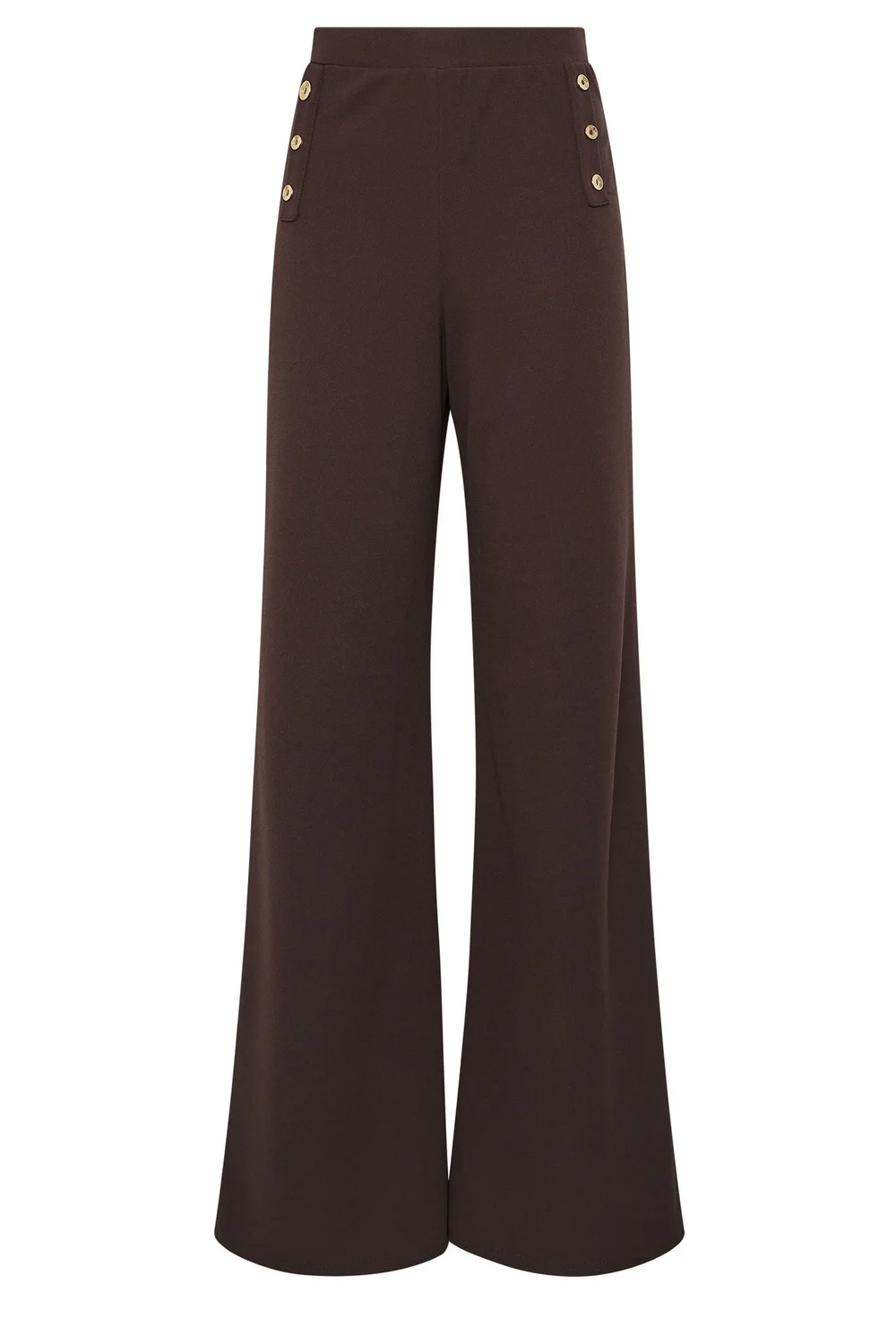 Long Tall Sally Chocolate Brown Military Wide Leg Trousers - Size 10, Leg 34 Image 5