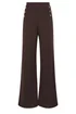 Long Tall Sally Chocolate Brown Military Wide Leg Trousers - Size 10, Leg 34 Image 5
