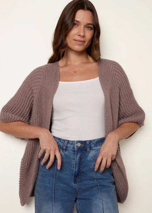 Blue Vanilla Beige Pointelle Knit Cardigan - Medium/Large Image 3