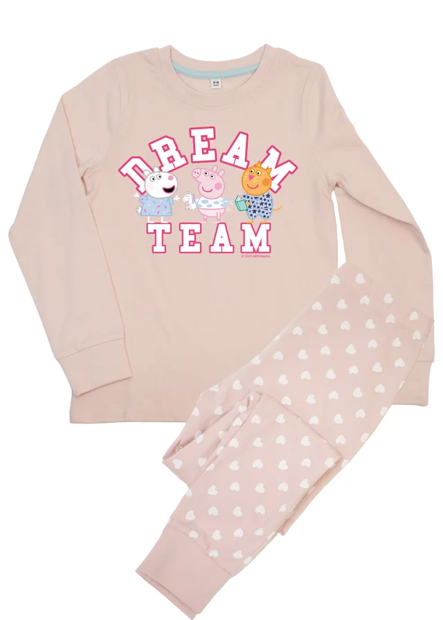Ada & Ted Peppa Pig Dream Team Girls Pink Graphic Pyjamas (3-8 Years)