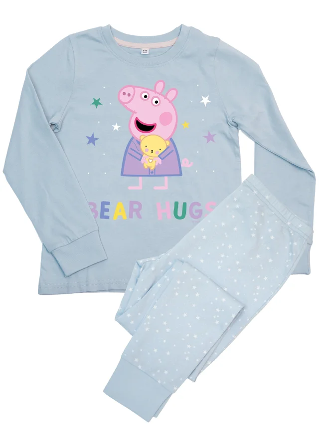 Ada & Ted Peppa Pig Bear Hugs Girls Blue Graphic Pyjamas (3-8 Years)