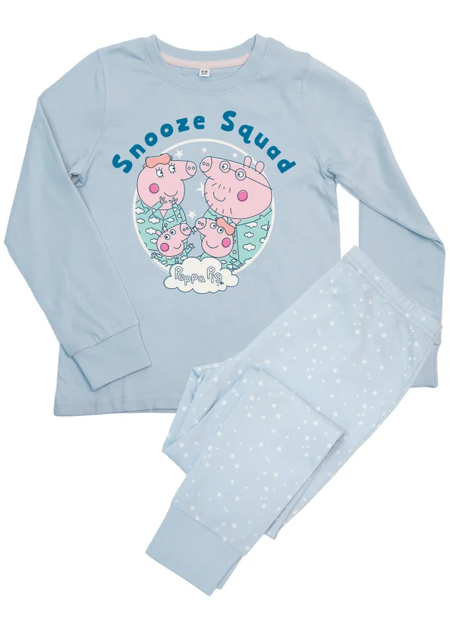 Ada & Ted Peppa Pig Family Snooze Squad Girls Blue Graphic Pyjamas (3-8 Years)