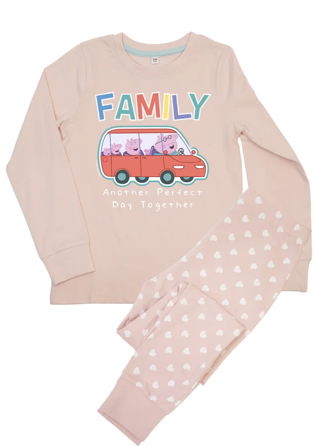 Ada & Ted Peppa Pig Family Girls Pink Graphic Pyjamas (3-8 Years)