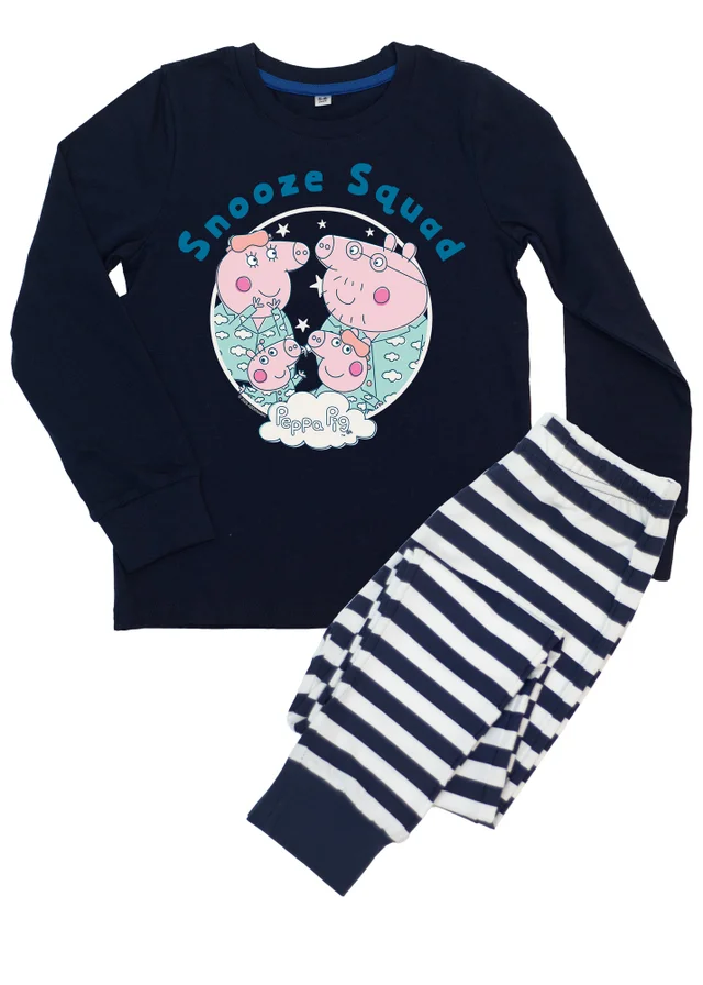 Ada & Ted Peppa Pig Family Snooze Squad Boys Navy Graphic Pyjamas (3-8 Years)