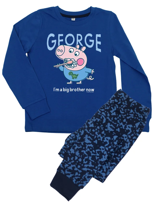 Ada & Ted Peppa Pig George Big Brother Boys Blue Graphic Pyjamas (3-8 Years)