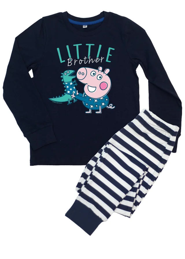 Ada & Ted Peppa Pig George Little Brother Boys Navy Graphic Pyjamas (3-8 Years)