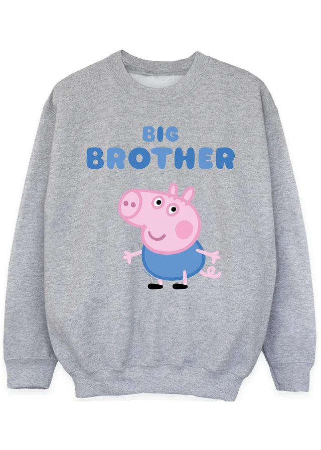 Ada & Ted Peppa Pig George Big Brother Boys Grey Graphic Sweatshirt (3-13 Years)