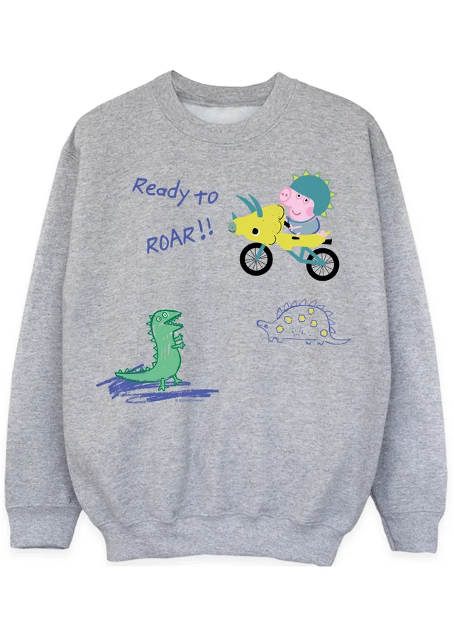 Ada & Ted Peppa Pig George Ready To Roar Boys Grey Graphic Sweatshirt (3-13 Years)